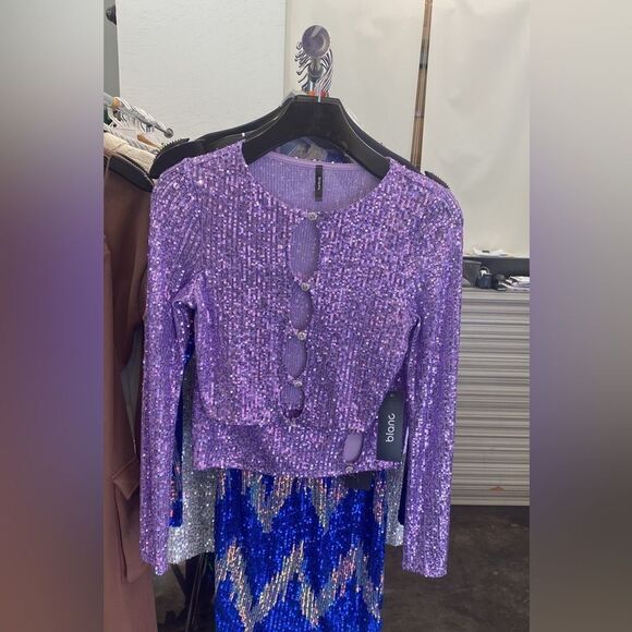 Blanc miniskirt and sequin top set lavender color new from my boutique - Picture 4 of 9